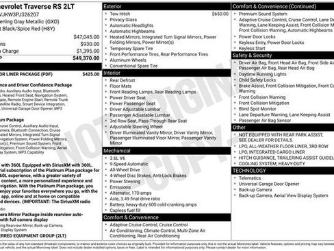 Certified 2023 Chevrolet Traverse RS w/ LPO, Floor Liner Package AWD/4WD image 6
