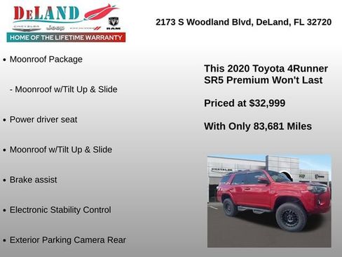 Used 2020 Toyota 4Runner SR5 Premium w/ Moonroof Package image 2