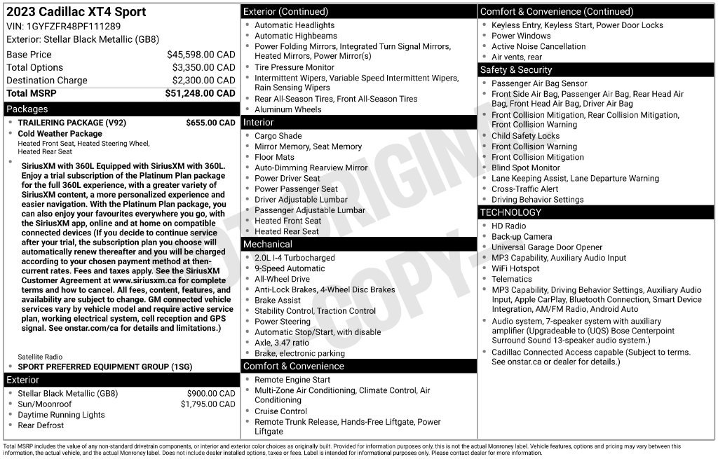 Used 2023 Cadillac XT4 Sport w/ Trailering Package AWD/4WD image 30