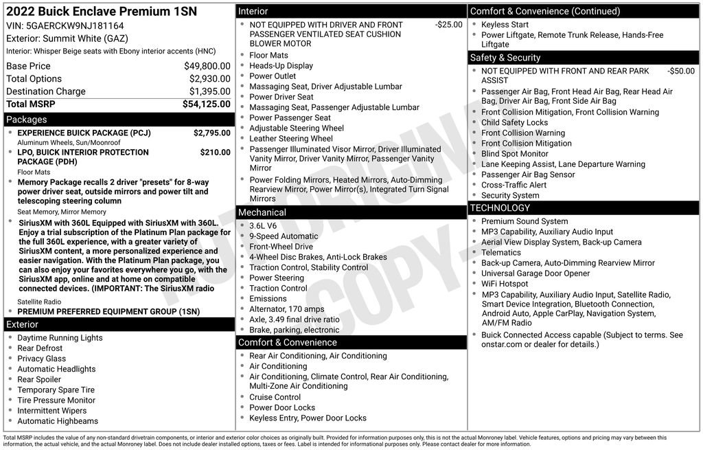 Used 2022 Buick Enclave Premium w/ Experience Buick Package FWD image 31