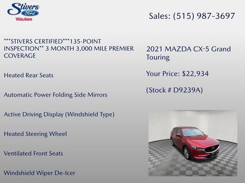 Used 2021 MAZDA CX-5 Grand Touring w/ GT Premium Package AWD/4WD image 16