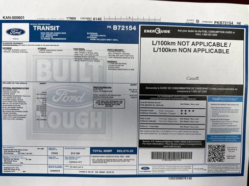 Used 2023 Ford Transit 250 148 High Roof Extended w/ Load Area Protection Package RWD image 21