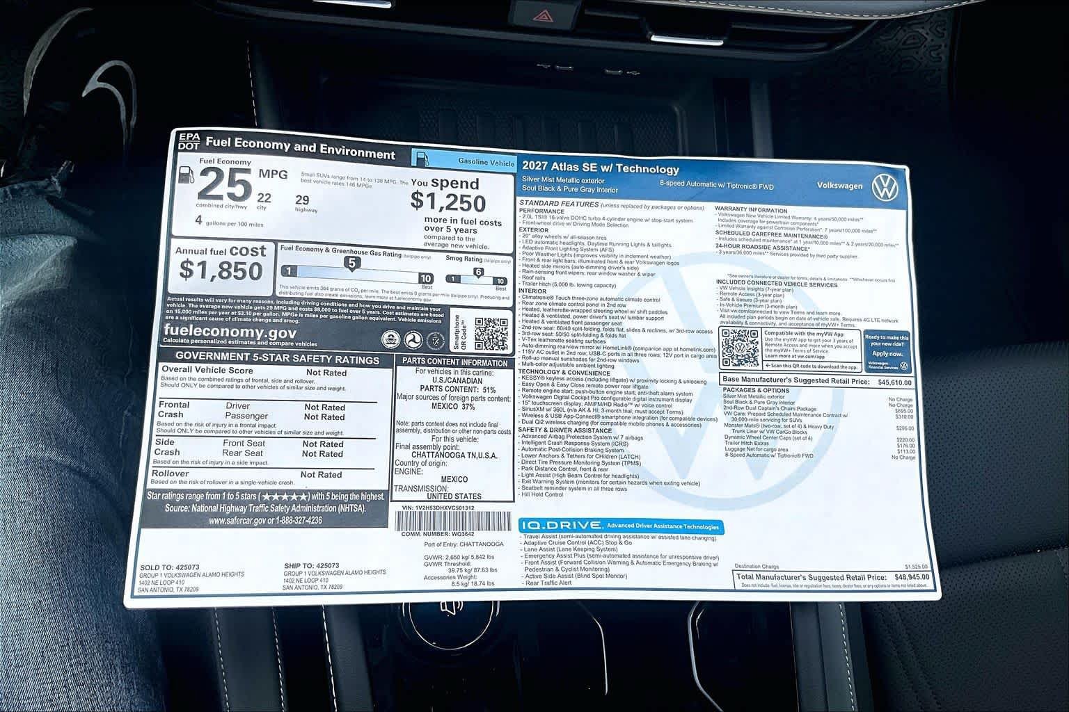 New 2027 Volkswagen Atlas SE FWD image 22