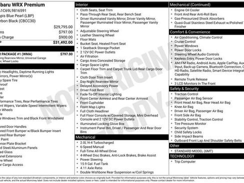 Used 2020 Subaru WRX Premium w/ Popular Package #1 image 6