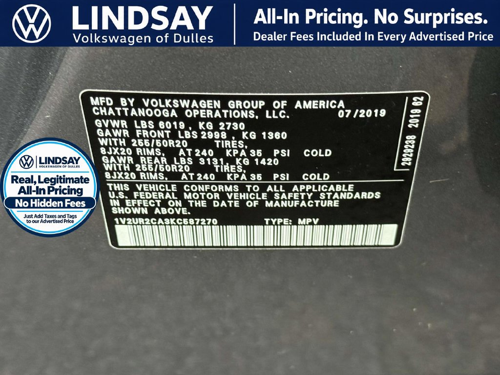 Used 2019 Volkswagen Atlas SE AWD/4WD image 28
