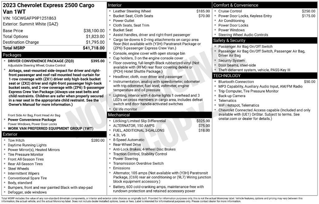 Used 2023 Chevrolet Express 2500 w/ Driver Convenience Package RWD image 5