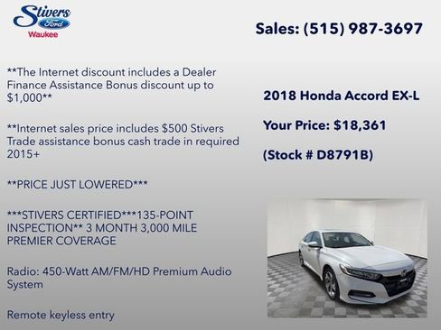 Used 2018 Honda Accord EX-L image 7