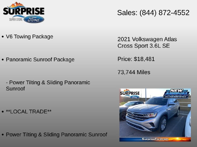 Used 2021 Volkswagen Atlas Cross Sport SE w/ Panoramic Sunroof Package FWD image 6