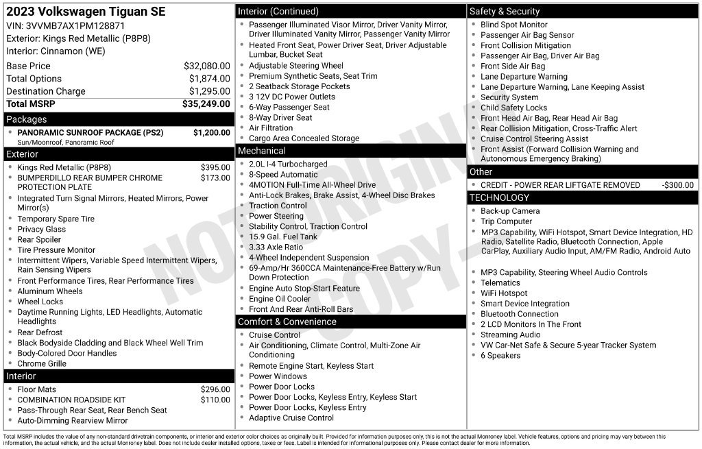 Certified 2023 Volkswagen Tiguan SE w/ Panoramic Sunroof Package AWD/4WD image 17