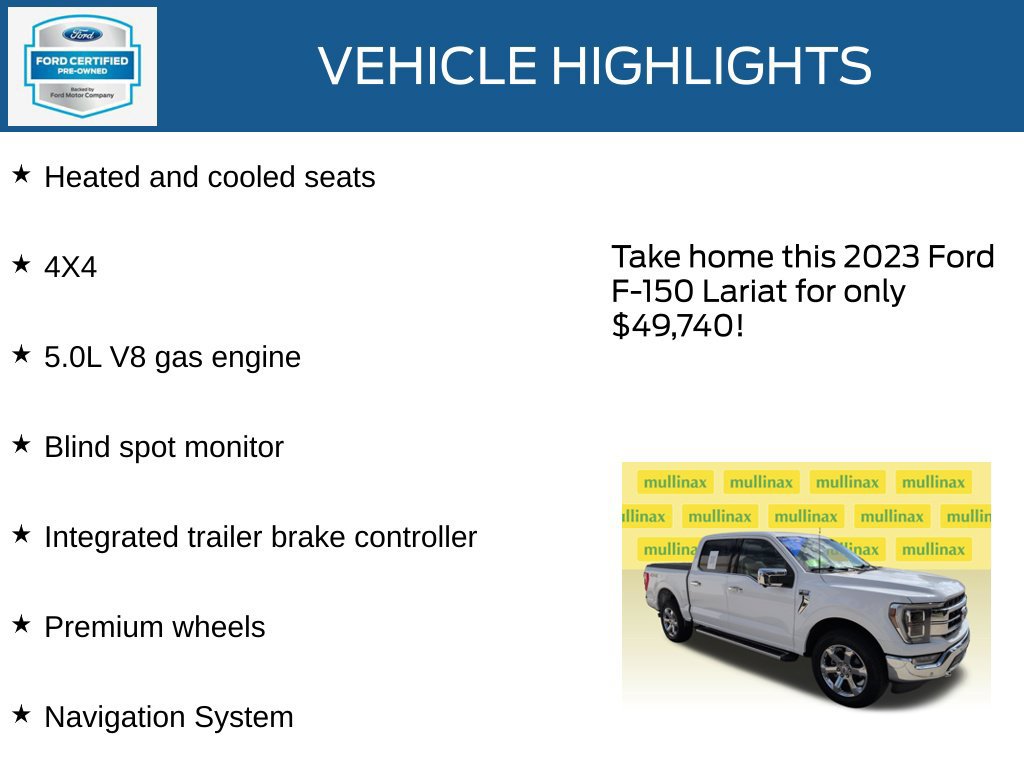 Certified 2023 Ford F150 Lariat w/ Equipment Group 502A High AWD/4WD image 22
