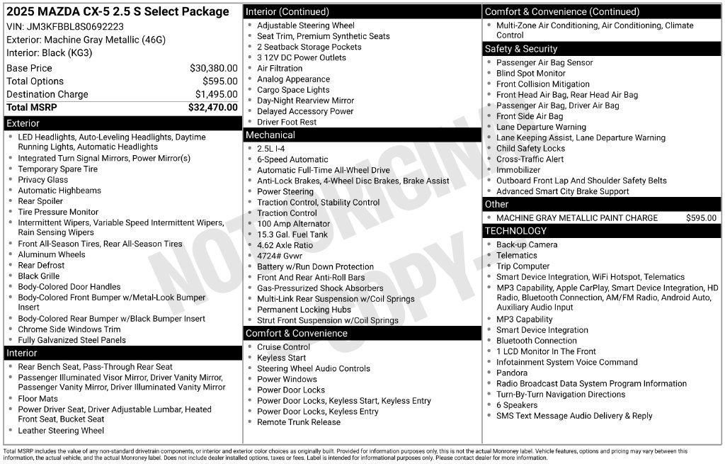 Used 2025 MAZDA CX-5 AWD 2.5 S w/ Select Package image 1