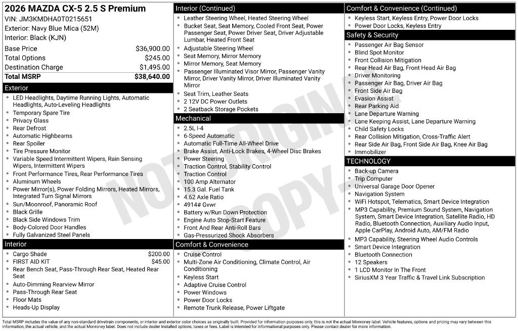 New 2026 MAZDA CX-5 2.5 S w/ Premium Package AWD/4WD image 27