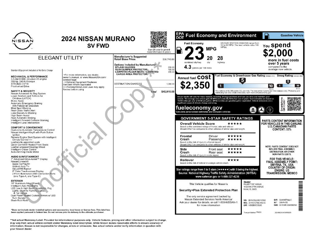 Certified 2024 Nissan Murano SV FWD image 10