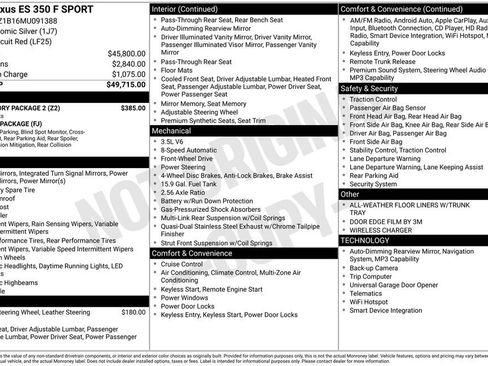 Used 2021 Lexus ES 350 F Sport w/ Accessory Package 2 image 22