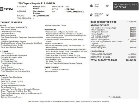 Used 2025 Toyota Sequoia Platinum w/ Tow Technology Package AWD/4WD image 35