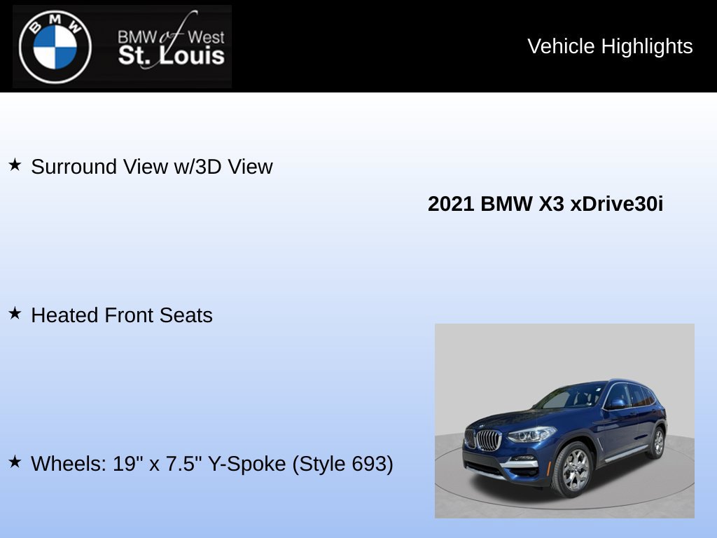 Used 2021 BMW X3 xDrive30i w/ Premium Package AWD/4WD image 24