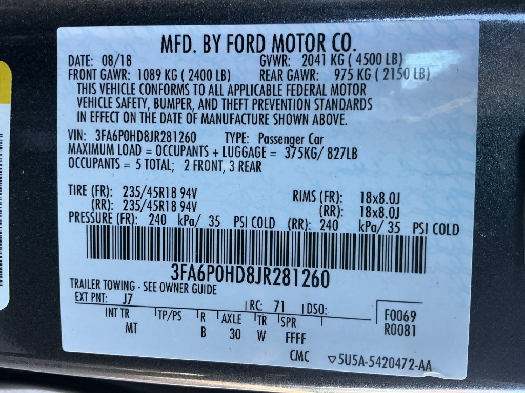 Used 2018 Ford Fusion SE w/ Equipment Group 201A FWD image 30