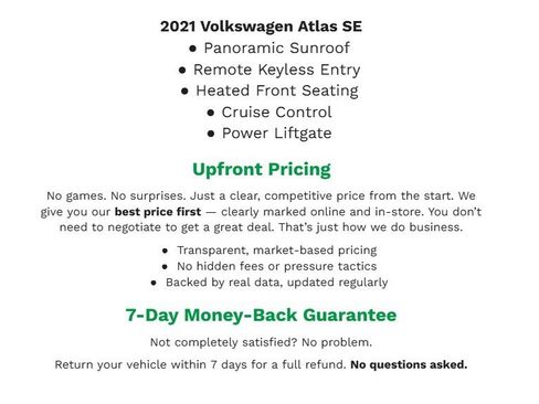 Used 2021 Volkswagen Atlas SE w/ Panoramic Sunroof Package AWD/4WD image 2