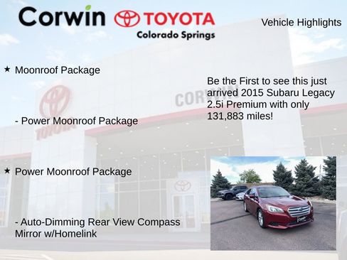 Used 2015 Subaru Legacy 2.5i Premium w/ Moonroof Package image 4