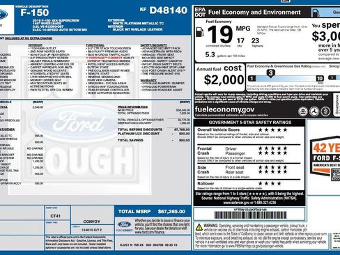 Used 2019 Ford F150 Platinum w/ Equipment Group 701A Luxury AWD/4WD image 3