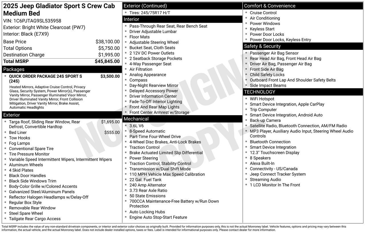 Used 2025 Jeep Gladiator Sport AWD/4WD image 35