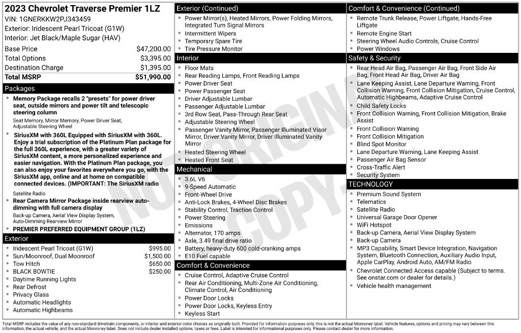 Used 2023 Chevrolet Traverse Premier FWD image 35
