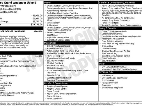 New 2026 Jeep Grand Wagoneer 4WD w/ Quick Order Packge 29V Upland image 6