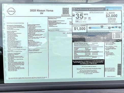 New 2025 Nissan Versa SV w/ Trunk Package image 13