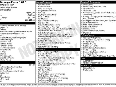 Used 2016 Volkswagen Passat 1.8T S FWD image 2