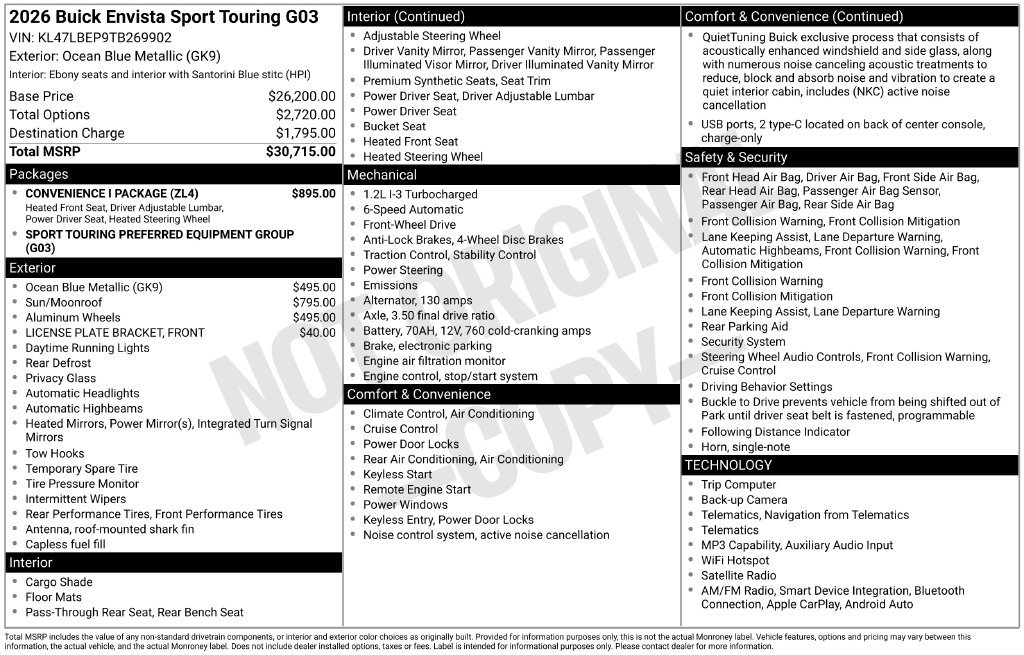 New 2026 Buick Envista Sport Touring w/ Convenience I Package FWD image 5