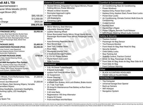 Used 2015 Audi A8 L TDI w/ Premium Package image 11