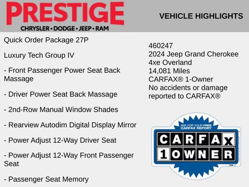 Used 2024 Jeep Grand Cherokee Overland w/ Advanced Protech Group III AWD/4WD image 2