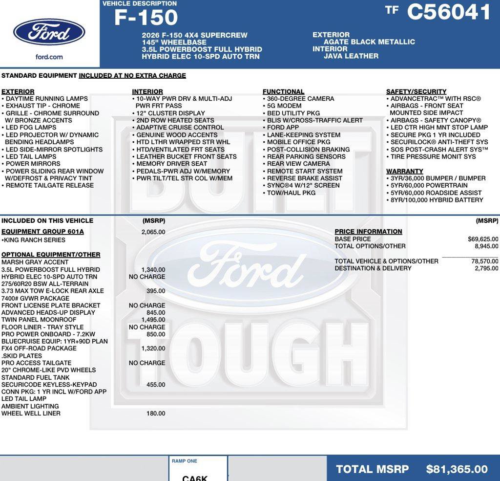 New 2026 Ford F150 King Ranch w/ Equipment Group 601A High AWD/4WD image 2