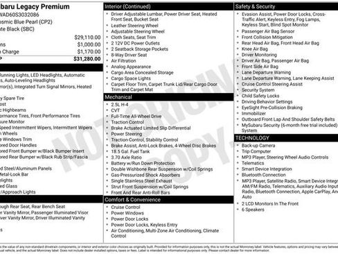Certified 2025 Subaru Legacy Premium AWD/4WD image 3