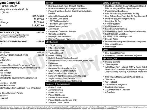 Used 2021 Toyota Camry LE w/ Convenience Package FWD image 22
