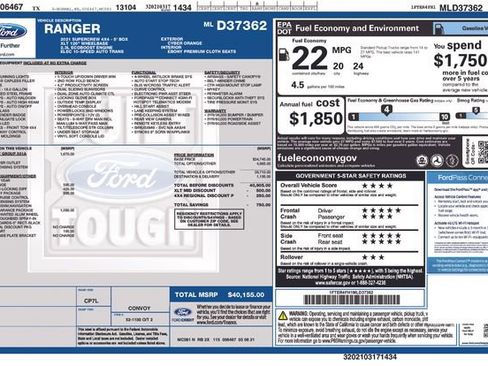 Used 2021 Ford Ranger XLT w/ Equipment Group 301A Mid image 2