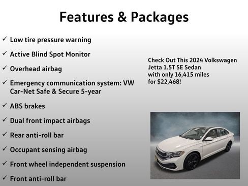 Used 2024 Volkswagen Jetta SE w/ Panoramic Sunroof Package FWD image 8
