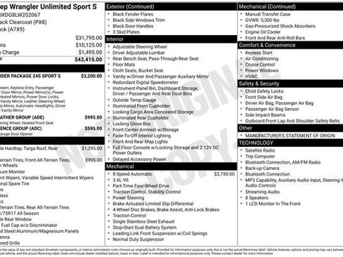 Used 2020 Jeep Wrangler Unlimited Sport S AWD/4WD image 6