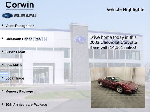 Used 2003 Chevrolet Corvette Convertible w/ Preferred Equipment Group1 RWD image 6
