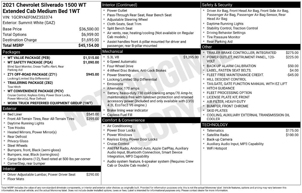 Used 2021 Chevrolet Silverado 1500 W/T w/ WT Value Package AWD/4WD image 18