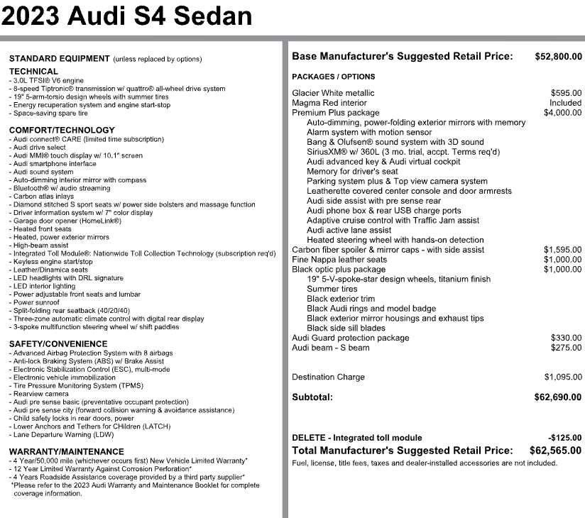 Certified 2023 Audi S4 Premium Plus w/ Premium Plus Package AWD/4WD image 3