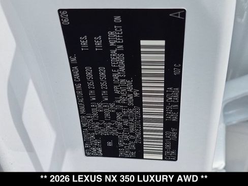 New 2026 Lexus NX 350 AWD w/ Accessory Package (2T) image 18