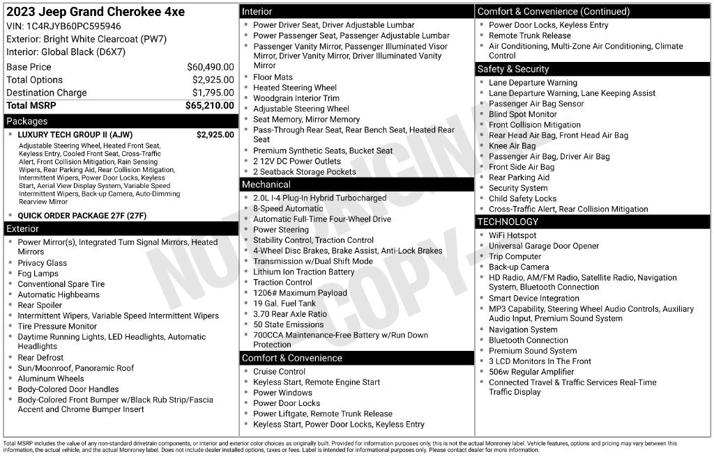 Used 2023 Jeep Grand Cherokee 4WD 4xe w/ Luxury Tech Group II image 60