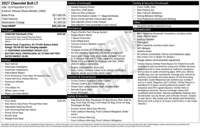 New 2027 Chevrolet Bolt LT w/ Comfort Package FWD image 5