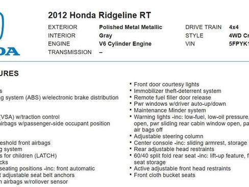 Used 2012 Honda Ridgeline RT image 17