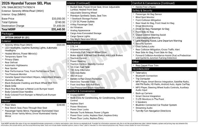 New 2026 Hyundai Tucson SEL Plus AWD/4WD image 42