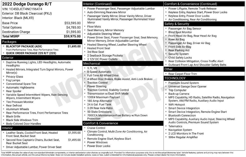 Used 2022 Dodge Durango R/T w/ Blacktop Package AWD/4WD image 38