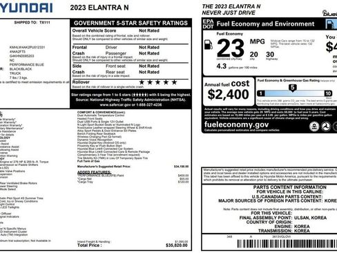 Used 2023 Hyundai Elantra N FWD image 1