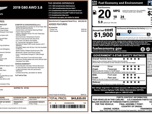 Used 2019 Genesis G80 3.8 image 5