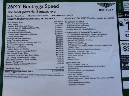 New 2026 Bentley Bentayga Speed AWD/4WD image 23